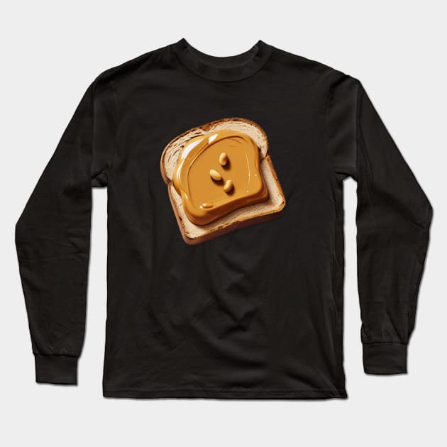 Peanut Butter Toast Kawaii Breakfast Yummy Since Vintage Sandwich Long Sleeve T-Shirt by Flowering Away